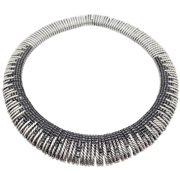 David Yurman Jewelry - Authentic! David Yurman Silver Tempo Black Spinel Large Collar Necklace